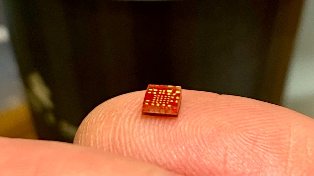 A single tile balanced on a fingertip